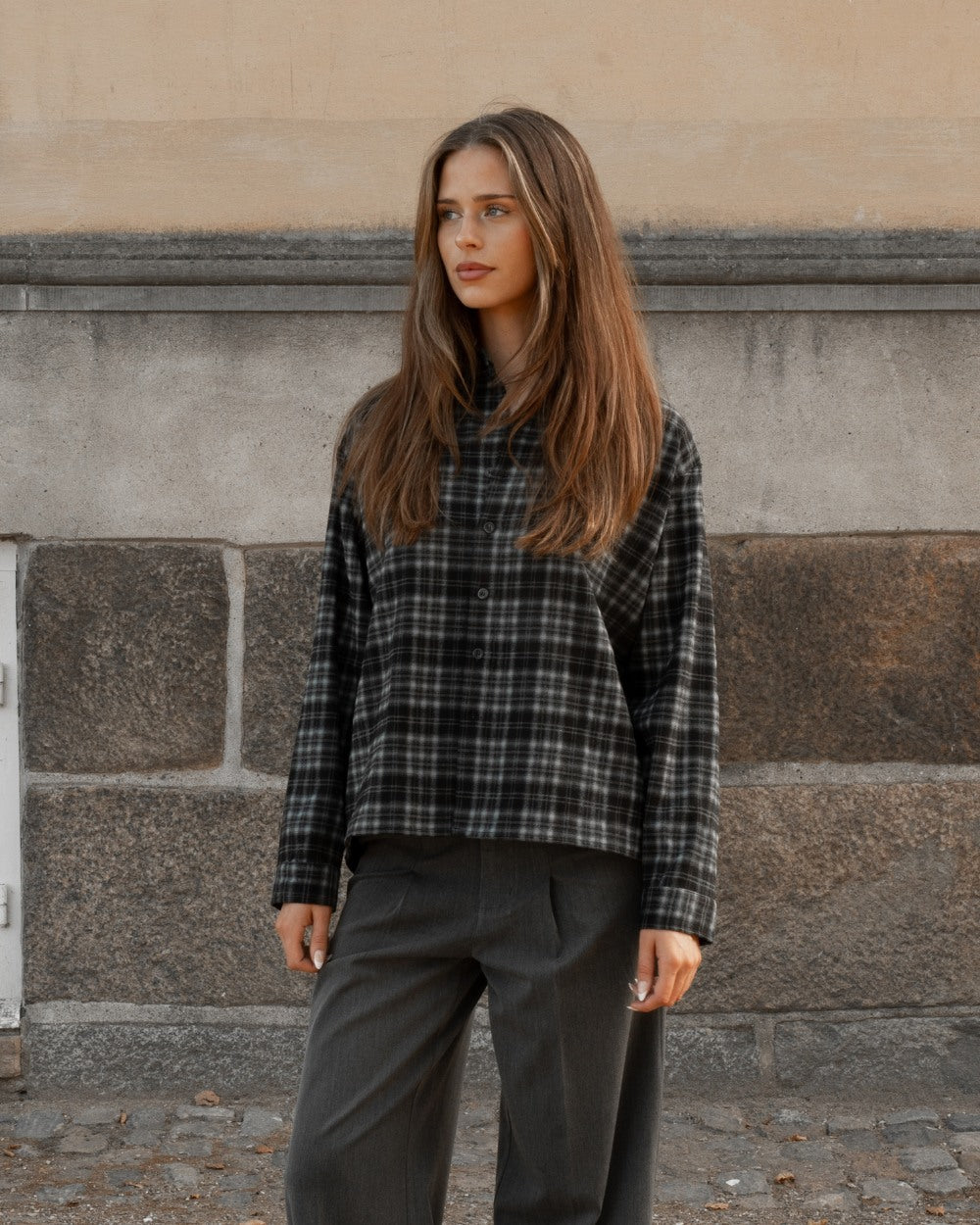Checkered flannel shirt gray